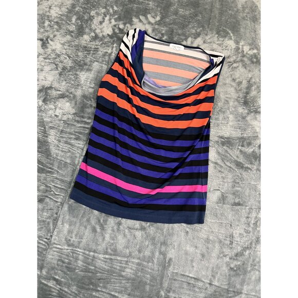 Calvin Klein Womens Striped Sleeveless Top Multicolor Scoop Neck Size M - Picture 5 of 8